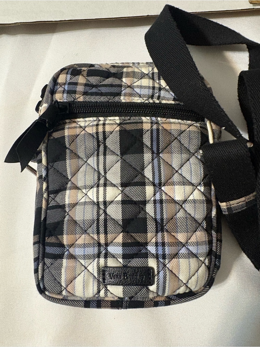 Vera‎ Bradley Convertible Crossbody Belt Bag RFID Small blue black Plaid Quilted